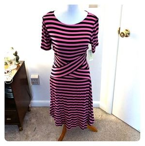 Pink & Black Striped Dress (Size L) New w/ Tags